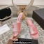 Chanel Gold Heel CC Logo Fabric Mules Pink 2024