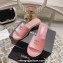 Chanel Gold Heel CC Logo Fabric Mules Pink 2024