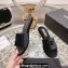 Chanel Gold Heel CC Logo Fabric Mules Black 2024