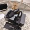 Chanel Gold Heel CC Logo Fabric Mules Black 2024