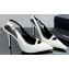 Saint Laurent Heel 10.5cm Luna 105 crystal-buckle patent leather slingback pumps White 2024