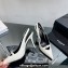 Saint Laurent Heel 10.5cm Luna 105 crystal-buckle patent leather slingback pumps White 2024