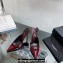 Saint Laurent Heel 10.5cm Luna 105 crystal-buckle patent leather slingback pumps Burgundy 2024