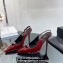 Saint Laurent Heel 10.5cm Luna 105 crystal-buckle patent leather slingback pumps Burgundy 2024