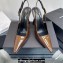 Saint Laurent Heel 10.5cm Kiki patent leather slingback pumps Brown 2024