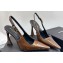 Saint Laurent Heel 10.5cm Kiki patent leather slingback pumps Brown 2024