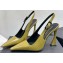 Saint Laurent Heel 10.5cm Kiki patent leather slingback pumps Green 2024