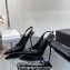 Saint Laurent Heel patent leather slingback pumps Black with Buckle 2024
