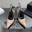 Saint Laurent Heel patent leather slingback pumps Beige with Buckle 2024