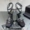 Saint Laurent Heel 8.5cm/11.5cm Gippy Satine Crystal Embellished Sandals Black 2024