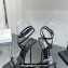 Saint Laurent Heel 8.5cm/11.5cm Gippy Satine Crystal Embellished Sandals Black 2024