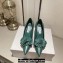 Jimmy Choo Heel 6.5cm Rosalia Flowers 65 Rose Nappa Leather Pumps Green 2024