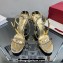 Valentino Heel 9cm Roserouche Sandals 1959 In Calfskin Patent Metallic Gold 2024