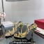 Valentino Heel 9cm Roserouche Sandals 1959 In Calfskin Patent Metallic Gold 2024