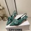 Jimmy Choo Heel 4.5cm Amita Flowers 45 Rose Nappa Leather Sling Back Pumps Green 2024