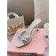 Miu Miu Heel 8.5cm Satin Slide sandals with artificial crystals 5XX630 Silver 2024