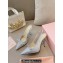 Miu Miu Heel 10.5cm Satin slingback pumps with artificial crystals 5I053E Silver 2024