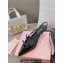 Miu Miu Heel 5.5cm Patent leather slingbacks with buckles 5I013E Black 2024