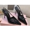 Miu Miu Heel 10.5cm Patent leather slingbacks with buckles 5I013E Black 2024