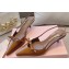 Miu Miu Heel 5.5cm Patent leather slingbacks with bow Brown 2024