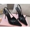 Miu Miu Heel 10.5cm Patent leather slingbacks with bow Black 2024