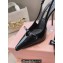 Miu Miu Heel 10.5cm Patent leather slingbacks with bow Black 2024