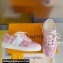 Louis Vuitton Lous Sneakers Calf leather and Monogram Denim Pink Top Quality
