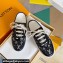 Louis Vuitton Lous Open Back Sneakers Calf leather and Monogram Denim Black Top Quality