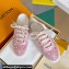Louis Vuitton Lous Open Back Sneakers Calf leather and Monogram Denim Pink Top Quality