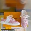 Louis Vuitton Lous Open Back Sneakers Calf leather and Monogram Denim Pink Top Quality