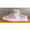 Louis Vuitton Lous Open Back Sneakers Calf leather and Monogram Denim Pink Top Quality
