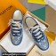 Louis Vuitton Lous Open Back Sneakers Calf leather and Monogram Denim Blue Top Quality