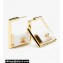 Chanel Metal & Resin Hoop Earrings ABC282 Gold & White 2024