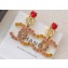 Chanel Metal & Strass Pendant Earrings Red/Pink/Yellow 2024