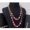 Chanel Metal & Glass Pearls Long Necklace ABC485 Gold, Pink & Pearly White 2024
