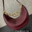 Valentino Small Vlogo Moon Hobo Bag In grainy calfskin Burgundy With Chain