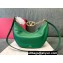 Valentino Small Vlogo Moon Hobo Bag In NAPPA LEATHER Green With Chain