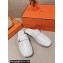 Hermes Groupie mules White in goatskin with palladium-plated Paris buckle