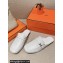 Hermes Groupie mules White in goatskin with palladium-plated Paris buckle