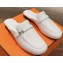Hermes Groupie mules White in goatskin with palladium-plated Paris buckle