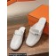 Hermes Groupie mules White in goatskin with palladium-plated Paris buckle