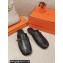 Hermes Groupie mules Black in goatskin with palladium-plated Paris buckle