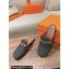 Hermes Groupie mules in denim Black and calfskin with miniature permabrass-plated Paris buckle