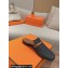 Hermes Groupie mules in denim Black and calfskin with miniature permabrass-plated Paris buckle