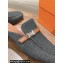 Hermes Groupie mules in denim Black and calfskin with miniature permabrass-plated Paris buckle