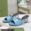 Gucci Heel 6cm Interlocking G heel Slide sandals 772569 Leather Light Blue 2024