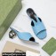 Gucci Heel 6cm Interlocking G heel Slide sandals 772569 Leather Light Blue 2024
