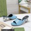 Gucci Heel 6cm Interlocking G heel Slide sandals 772569 Leather Light Blue 2024