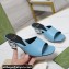 Gucci Heel 6cm Interlocking G heel Slide sandals 772569 Leather Light Blue 2024
