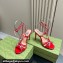 Gucci Heel 10.5cm Horsebit with crystals sandals 771596 Leather Red 2024